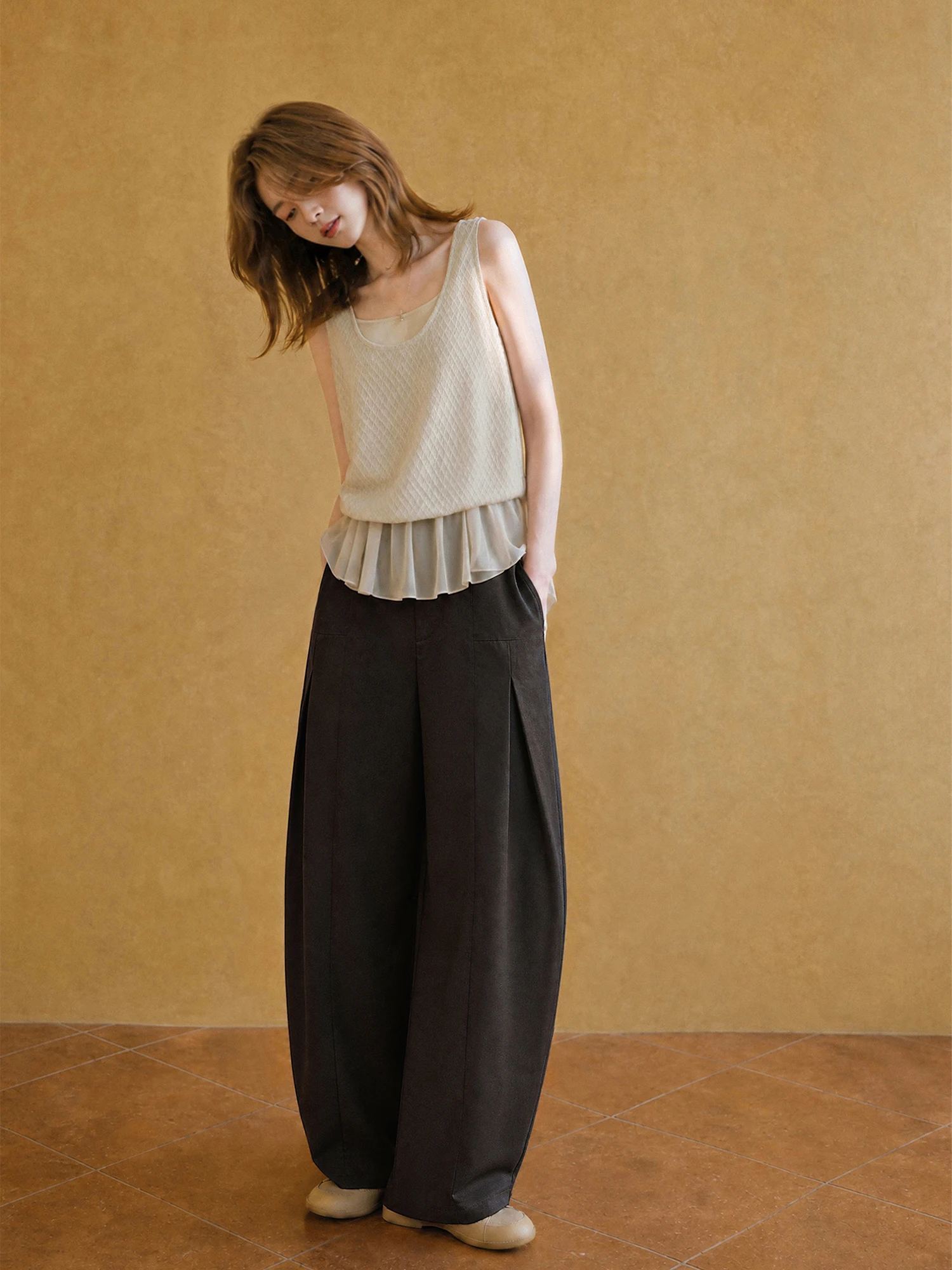 XIAOGULI Women Commuter Wide Leg Pants 2026 Autumn Winter High Waist Structured Loose Casual Trousers Office Daily Outfit