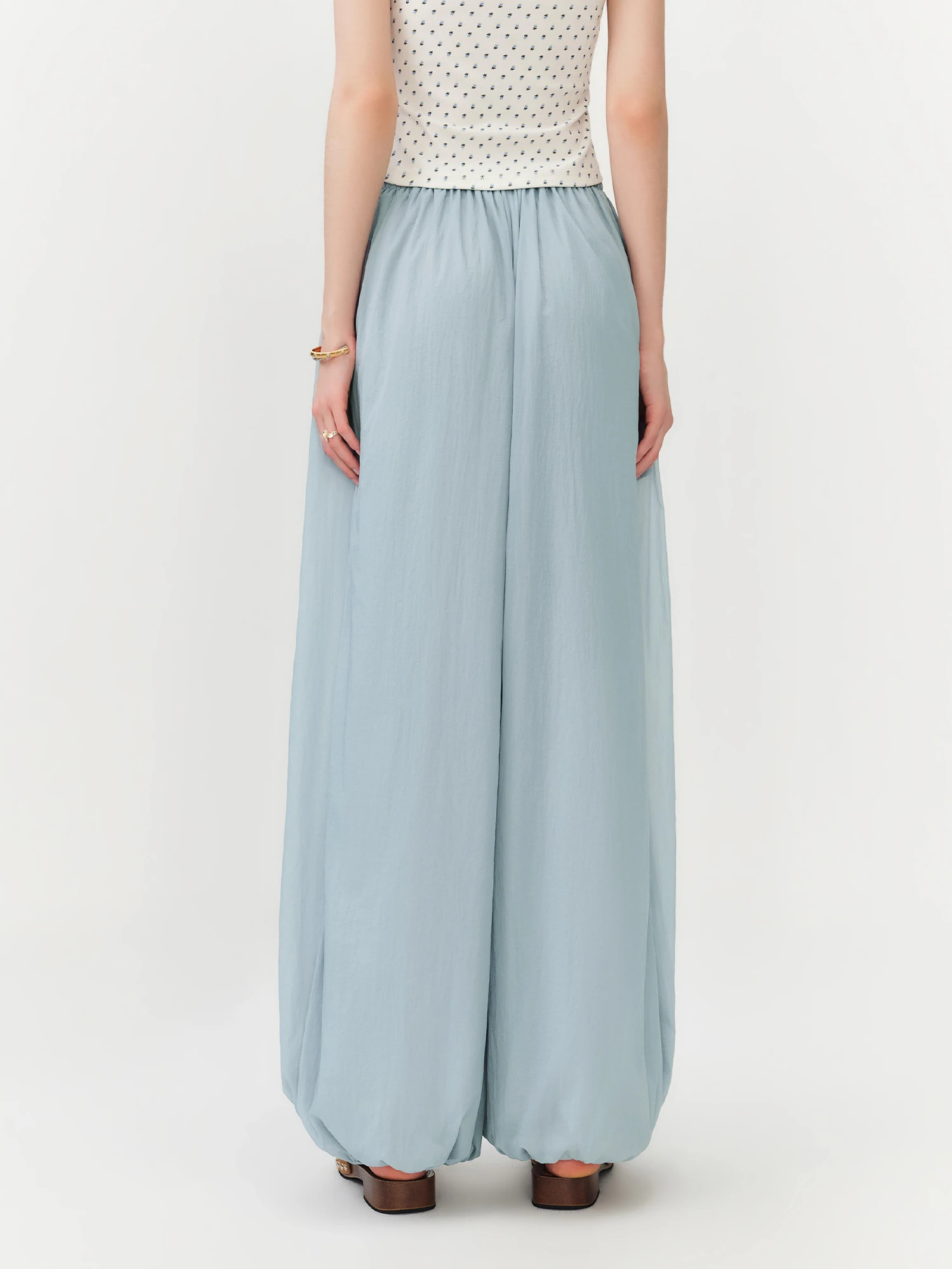 FSLE 2026 Summer Women Balloon Pants High Waist Elastic Waist Leg Culottes Loose Fit Tapered Cargo Joggers Vacation Boho Style