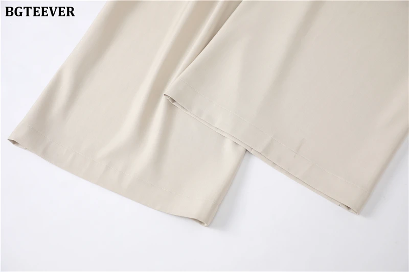 BGTEEVER Stylish Lace-up High Waist Floor-Length Suit Pants Women Spring Summer Loose Pockets Wide Leg Trousers Women