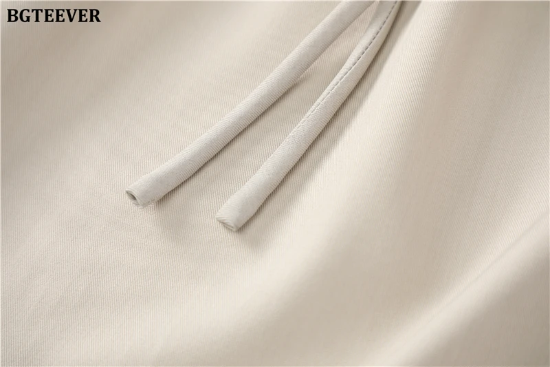 BGTEEVER Stylish Lace-up High Waist Floor-Length Suit Pants Women Spring Summer Loose Pockets Wide Leg Trousers Women