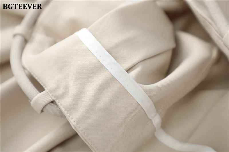 BGTEEVER Stylish Lace-up High Waist Floor-Length Suit Pants Women Spring Summer Loose Pockets Wide Leg Trousers Women