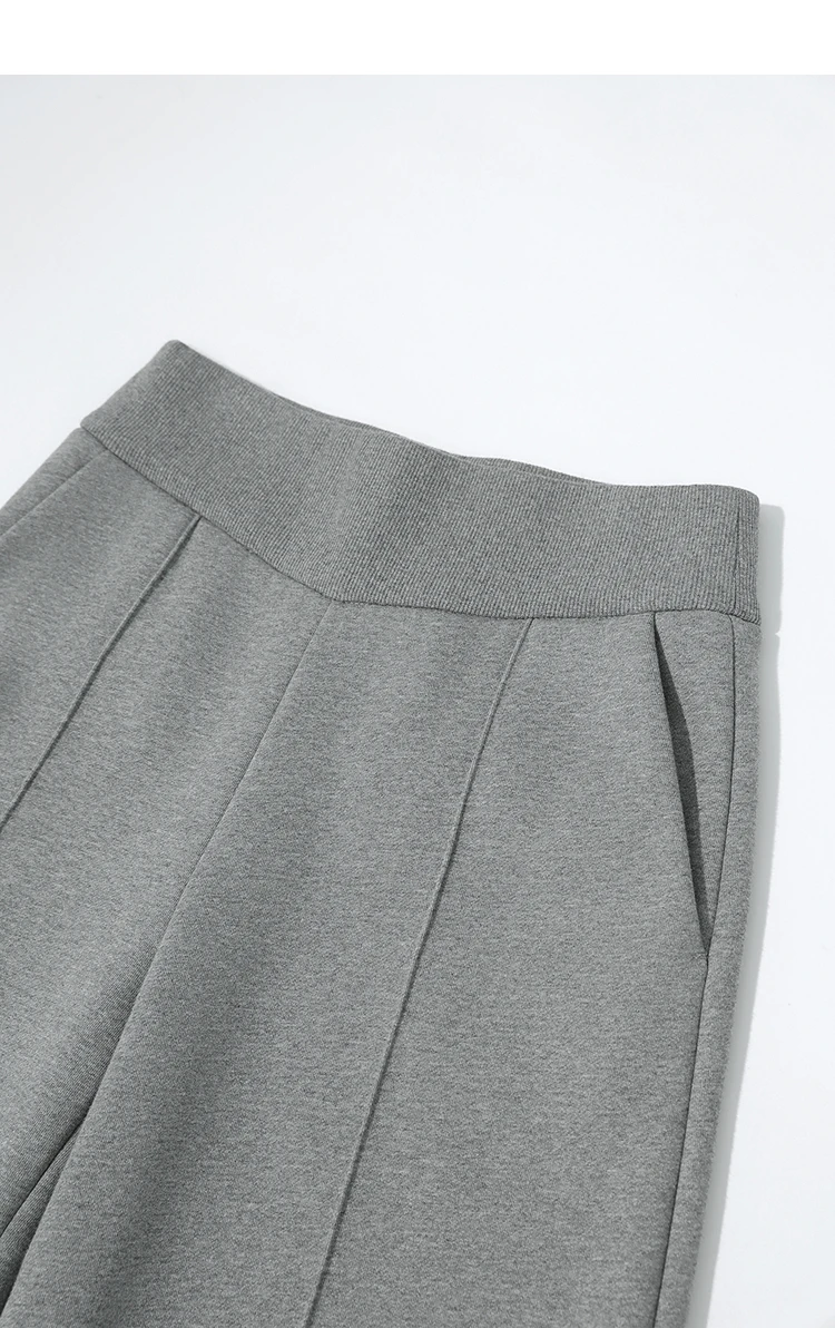 Amii Casual Women's Pants 2025 Winter New Thicken Cotton Warm Elastic High Waist Sollid Versatile Wide Leg Trousers 12544138