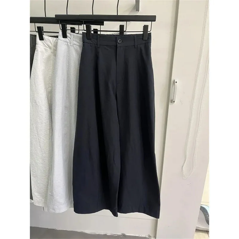 Summer Female Fashion High Waist Loose Pants Spring Ladies Straight Trousers Korean Women High-end Solid Color Casual Pantalons
