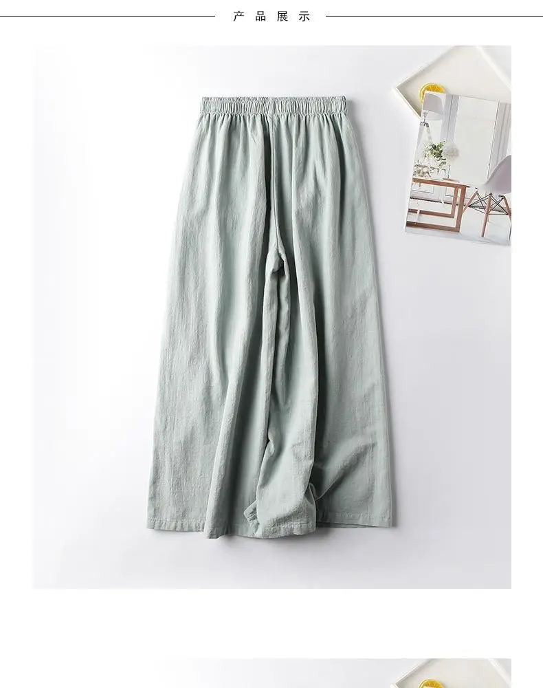 Women Casual Straight Pants Cotton Blended Female Trousers 2025 Flower Embroidery Loose Wide Leg Pants For Women Pantalon Femme