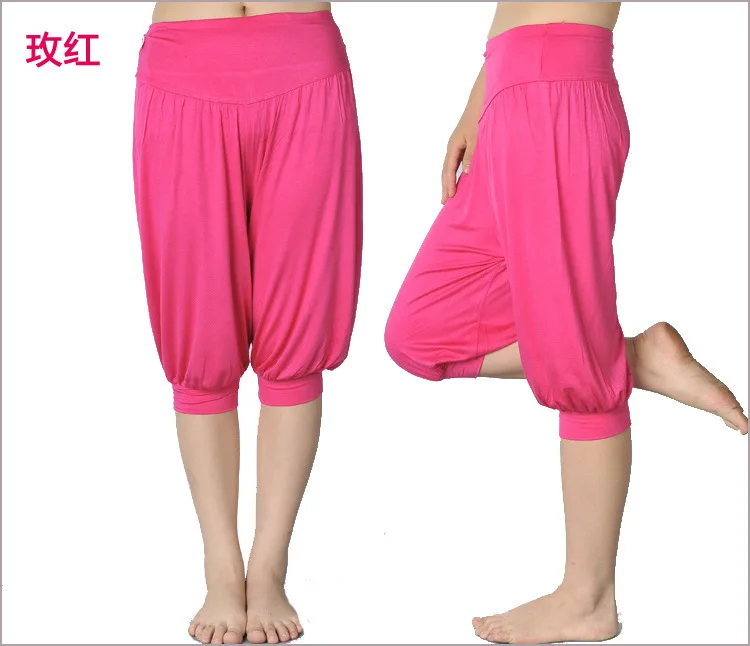 1pcs/lot Woman Modal Yoga Pants Female Summer Solid Belly Dancing Calf Length Pants