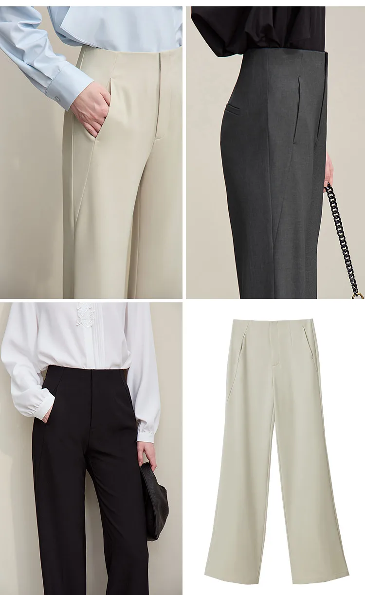 Amii Women's Pants 2026 Summer New Commuter Wrinkle Resistant Micro Flared Pants Casual Simple Versatile Woman Trousers 12611007
