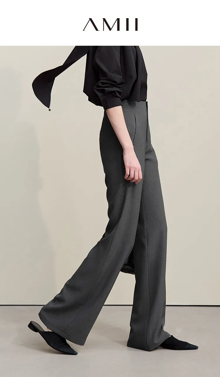 Amii Women's Pants 2026 Summer New Commuter Wrinkle Resistant Micro Flared Pants Casual Simple Versatile Woman Trousers 12611007