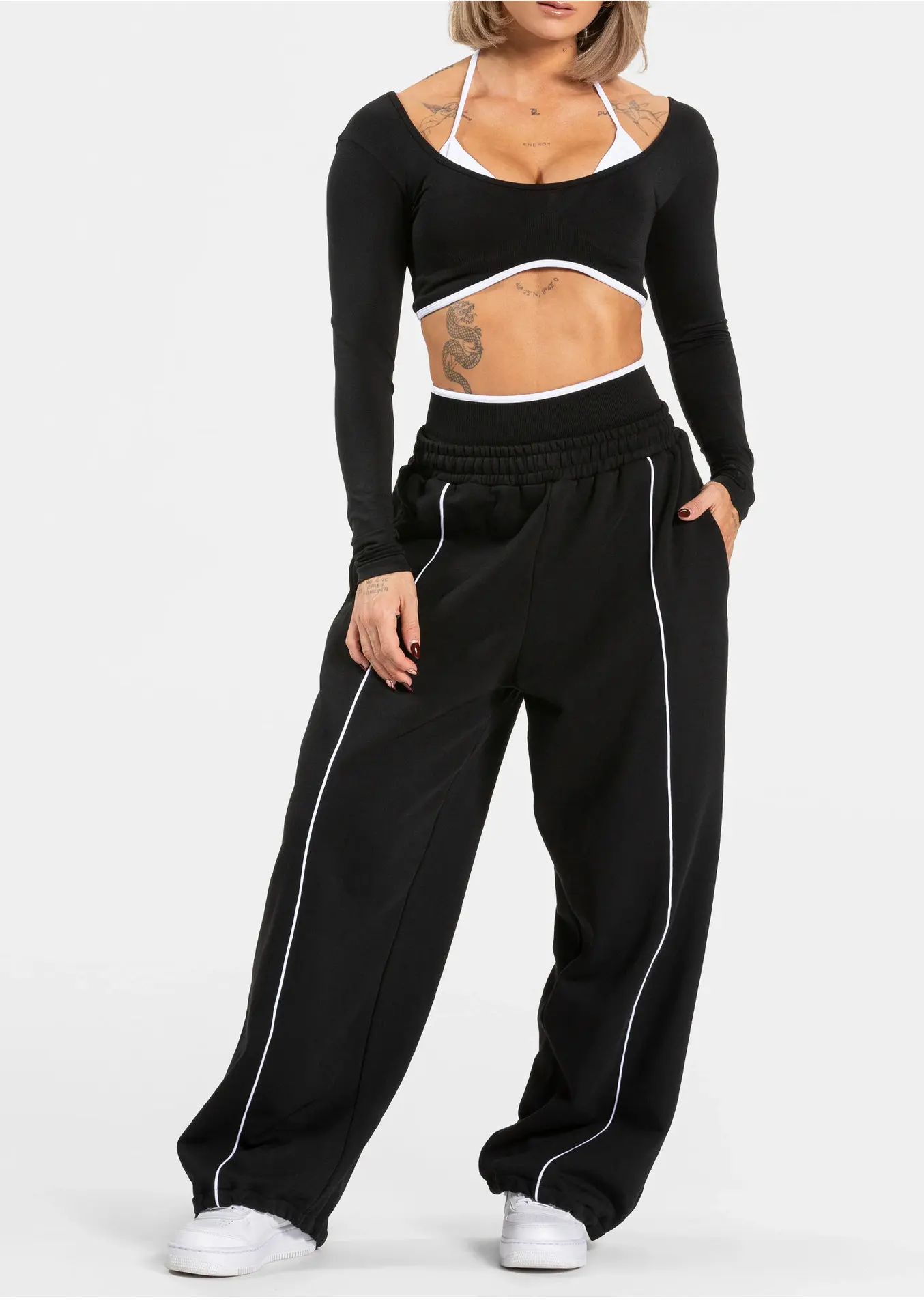 Loose Yoga Trousers Casual Fashion Straight Wide Leg Sports Pants Women Gym Sweatpants Elastic High Waist Fitness Running Pants