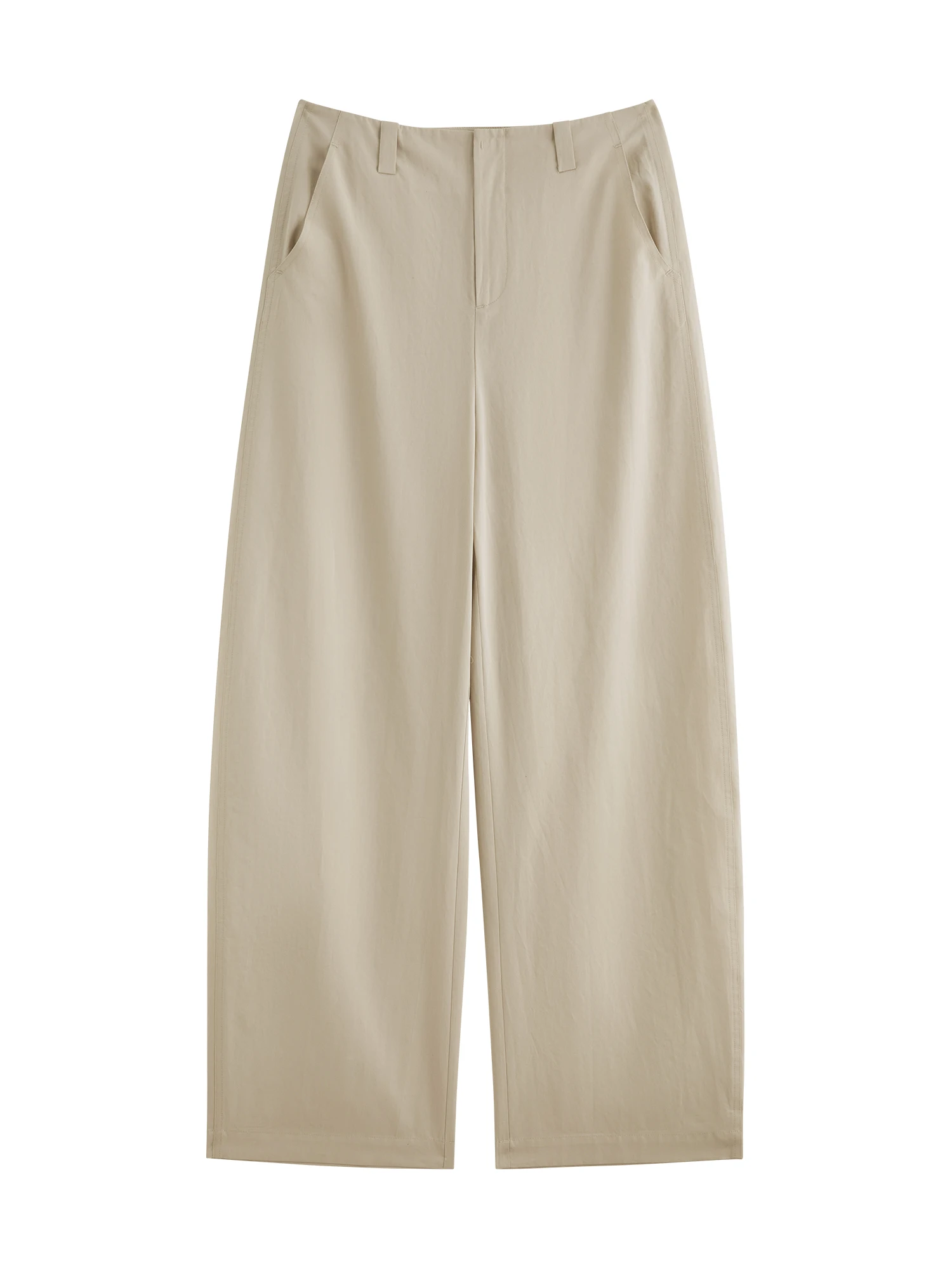 ZIQIAO 2025 Summer Women's Tencel High-Waisted Trousers - Curved Hem & Fluid Slimming Silhouette Pants 25ZQ92308