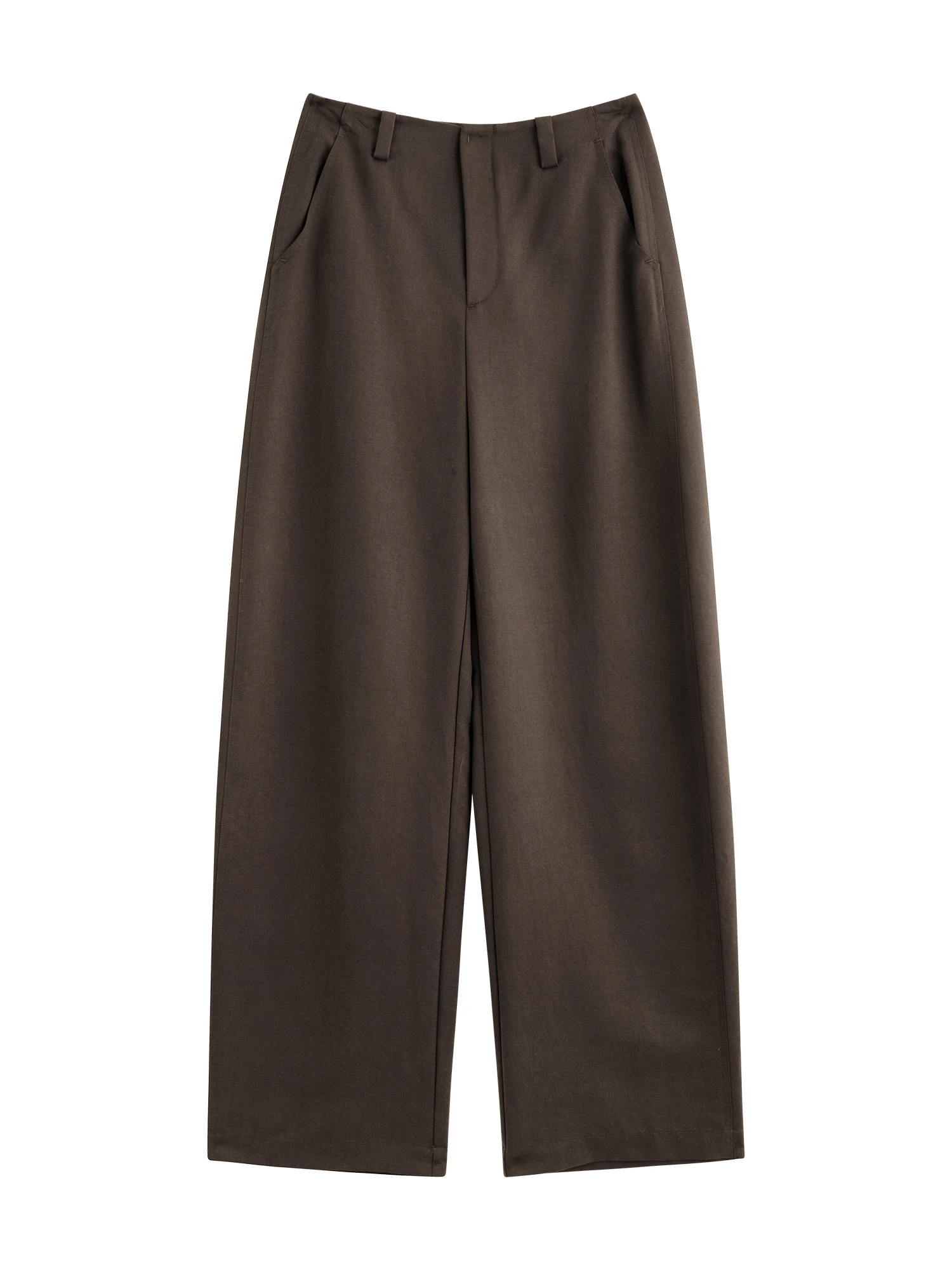 ZIQIAO 2025 Summer Women's Tencel High-Waisted Trousers - Curved Hem & Fluid Slimming Silhouette Pants 25ZQ92308
