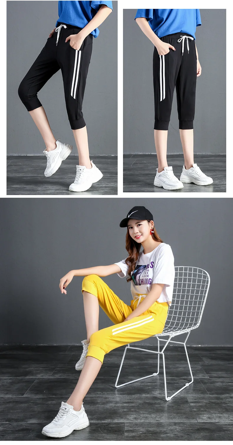 Sportwear Capris Pants Women's Summer 2023 New Korean Casual Breeches Loose Harem Running Fitness Thin Shorts