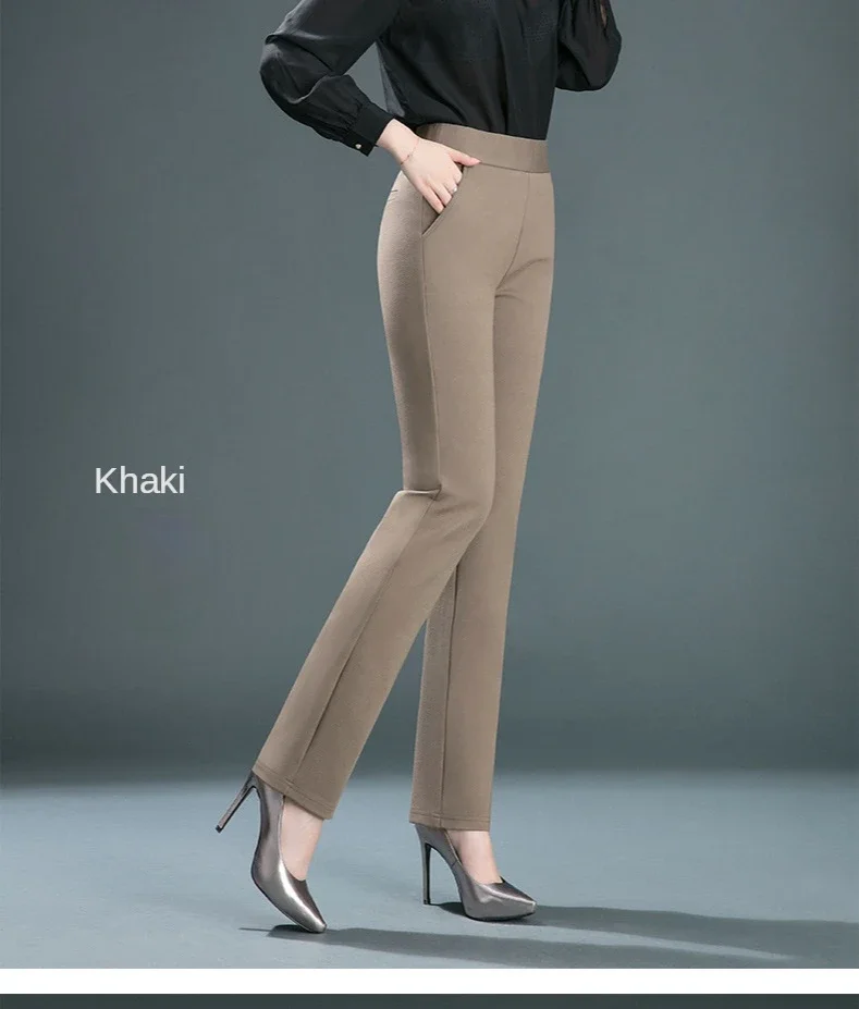 Ladies Casual Leggings Elastic High Waist Work Pants Fat Man Trousers Spring Summer Commuter Dress Trousers Straight Pants