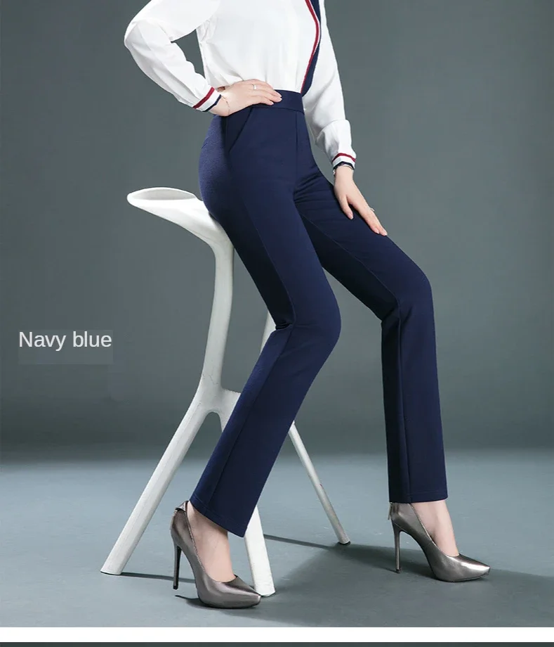 Ladies Casual Leggings Elastic High Waist Work Pants Fat Man Trousers Spring Summer Commuter Dress Trousers Straight Pants