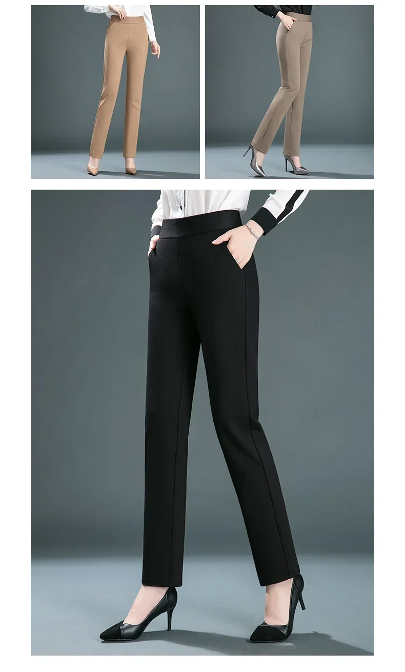 Ladies Casual Leggings Elastic High Waist Work Pants Fat Man Trousers Spring Summer Commuter Dress Trousers Straight Pants