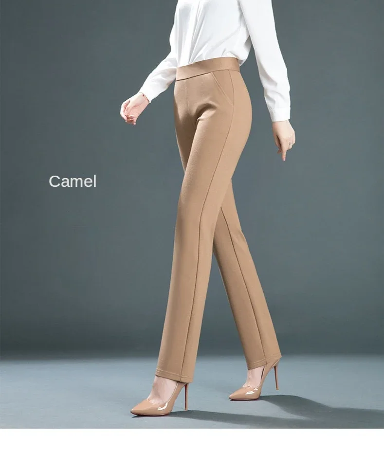 Ladies Casual Leggings Elastic High Waist Work Pants Fat Man Trousers Spring Summer Commuter Dress Trousers Straight Pants