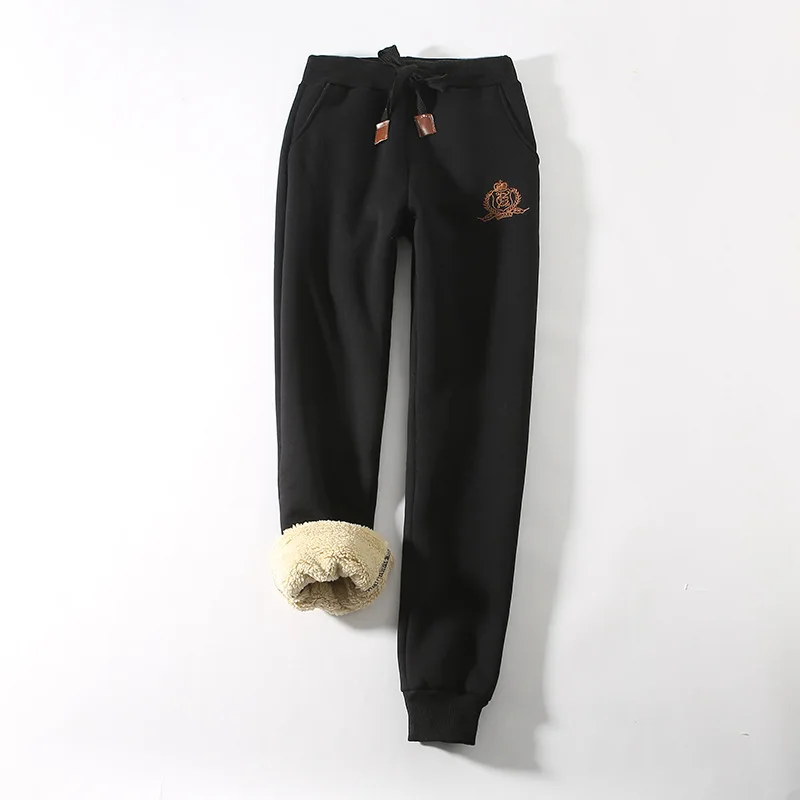 Cotton Women's Velvet Pants 2020 Fashion Autumn Winter Warm Women's Trousers Casual Lamb Fur Harem Pants Eembroidery Sweatpants
