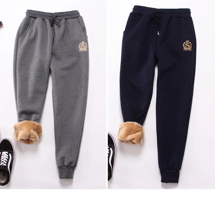 Cotton Women's Velvet Pants 2020 Fashion Autumn Winter Warm Women's Trousers Casual Lamb Fur Harem Pants Eembroidery Sweatpants