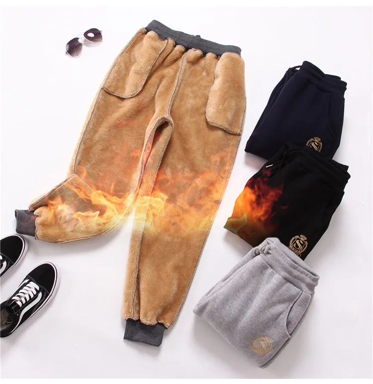 Cotton Women's Velvet Pants 2020 Fashion Autumn Winter Warm Women's Trousers Casual Lamb Fur Harem Pants Eembroidery Sweatpants