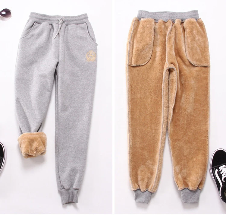 Cotton Women's Velvet Pants 2020 Fashion Autumn Winter Warm Women's Trousers Casual Lamb Fur Harem Pants Eembroidery Sweatpants