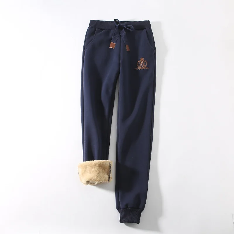 Cotton Women's Velvet Pants 2020 Fashion Autumn Winter Warm Women's Trousers Casual Lamb Fur Harem Pants Eembroidery Sweatpants