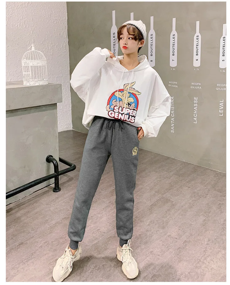 Cotton Women's Velvet Pants 2020 Fashion Autumn Winter Warm Women's Trousers Casual Lamb Fur Harem Pants Eembroidery Sweatpants