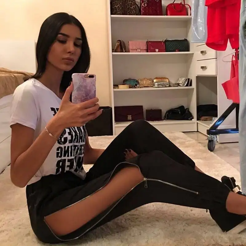 BKLD 2026 Women Harem Pants Women Black Casual High Waist Pants Side Zipper Open Loose Trousers Femme Summer Clothing Women