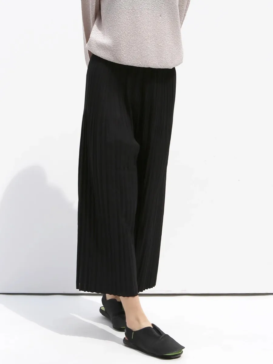 Miyake Pleated Hanging Casual Straight Loose Wide Leg Pants