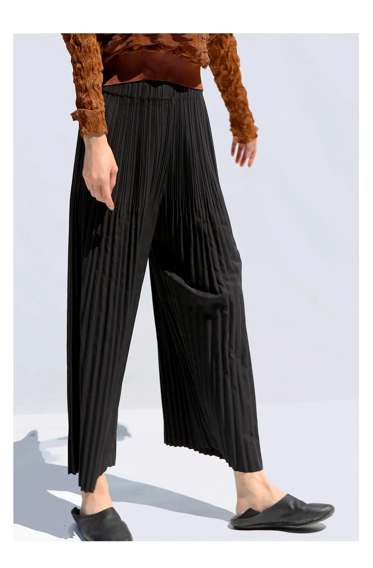 Miyake Pleated Hanging Casual Straight Loose Wide Leg Pants