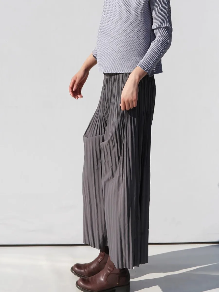 Miyake Pleated Hanging Casual Straight Loose Wide Leg Pants