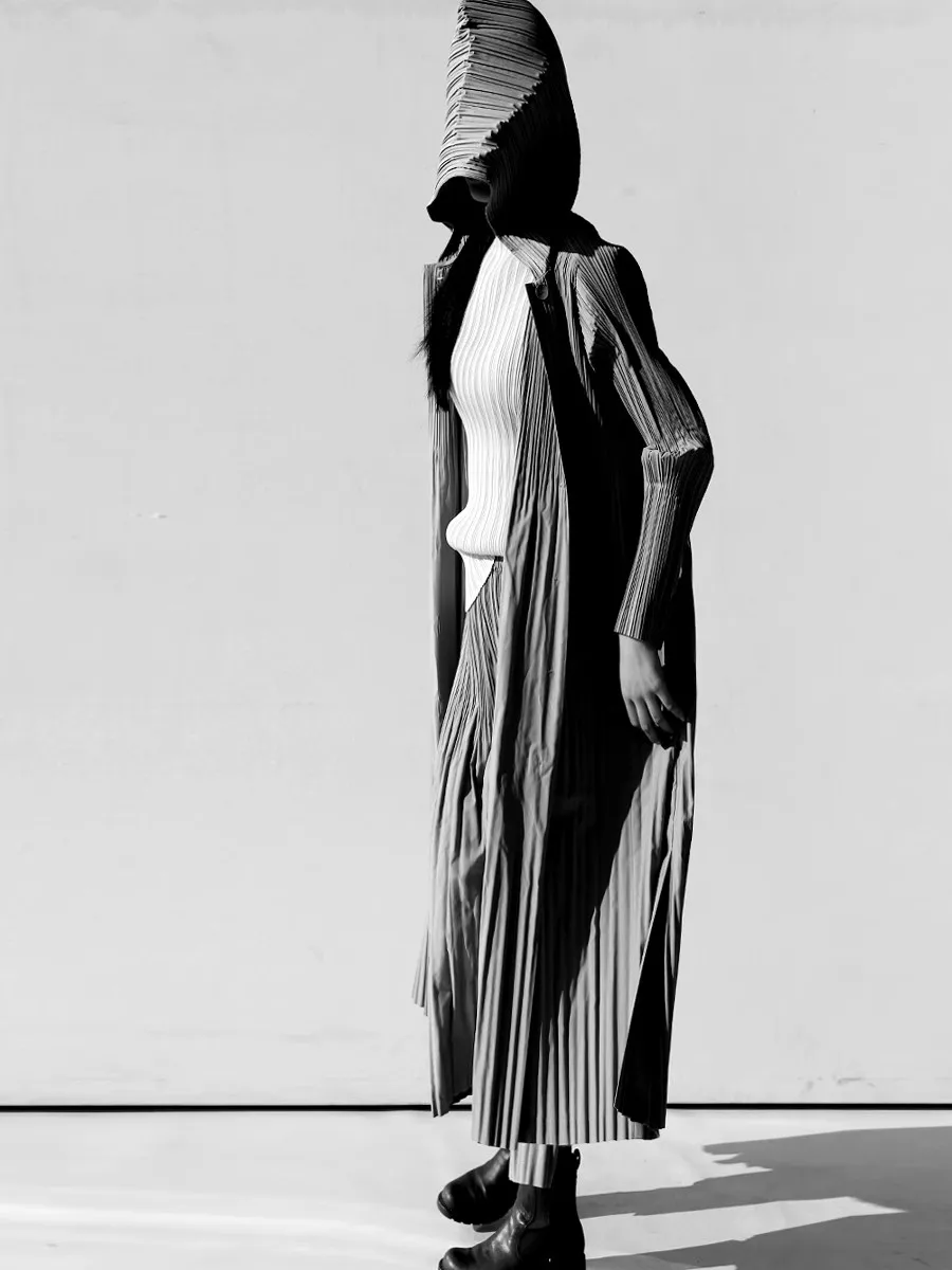 Miyake Pleated Hanging Casual Straight Loose Wide Leg Pants