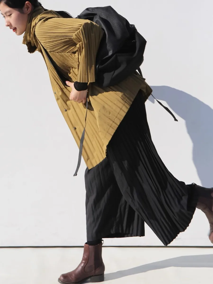 Miyake Pleated Hanging Casual Straight Loose Wide Leg Pants
