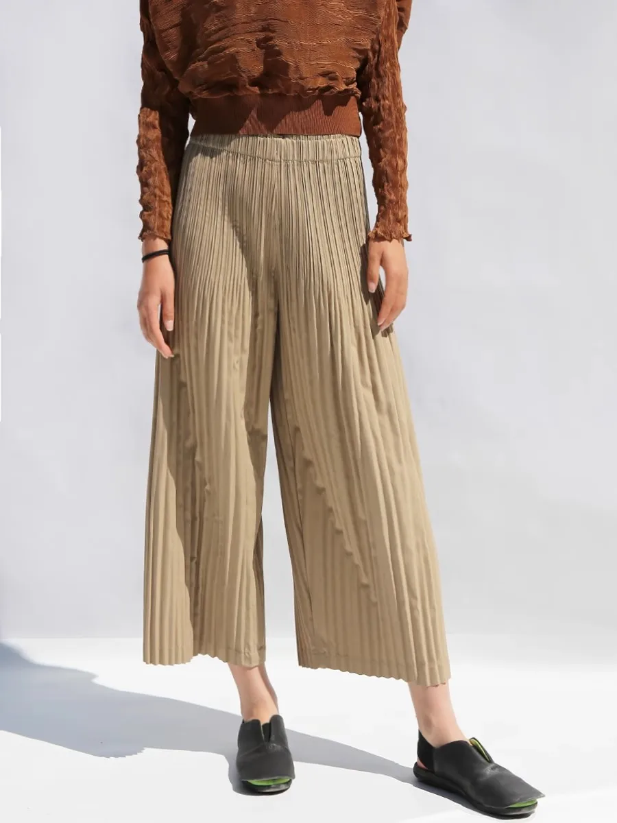 Miyake Pleated Hanging Casual Straight Loose Wide Leg Pants