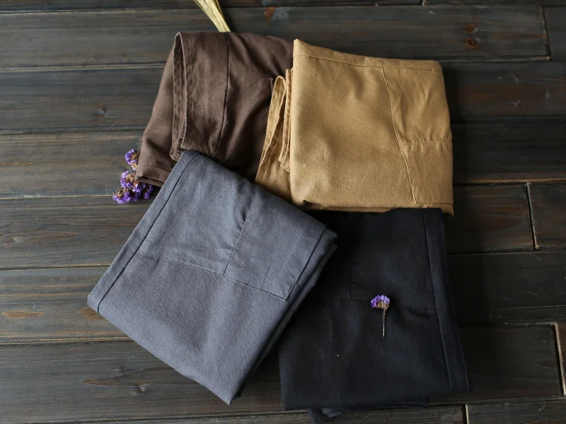 Johnature 2025 Wide Leg Loose Women Pants Big Pockets Cotton Linen Ankle-length Casual Loose Trouser