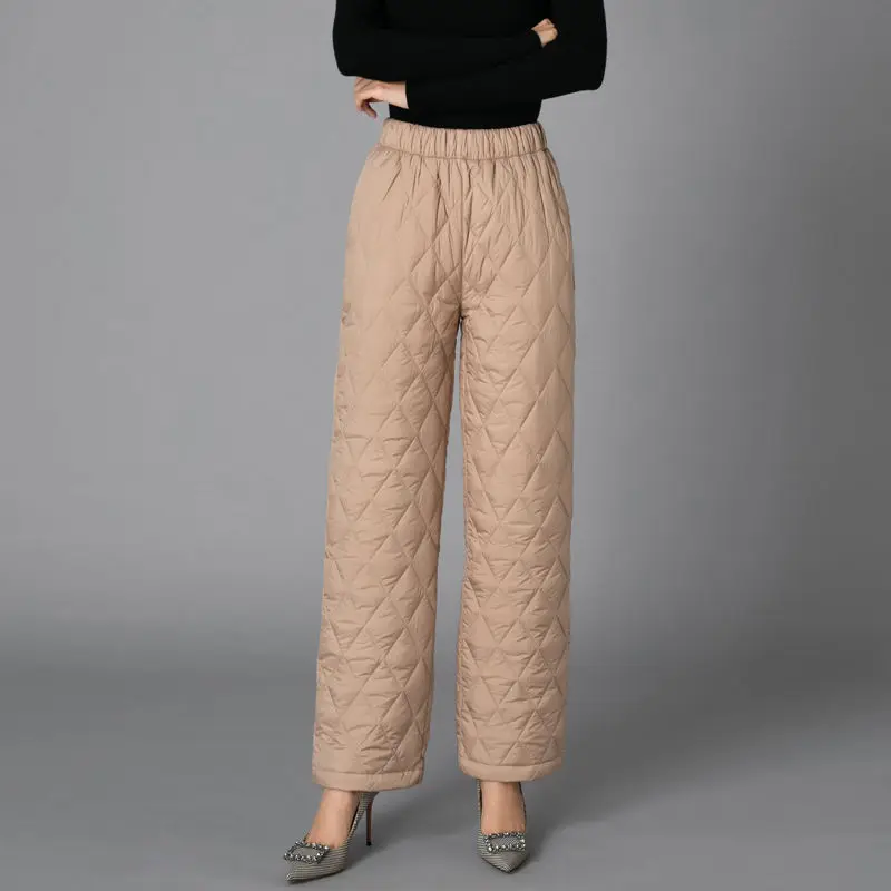 Thickened Warm Cotton Pants Women Casual Loose Wide Leg Cotton Trousers Woman Winter Comfortable Elastic High Waist Pants Mujer