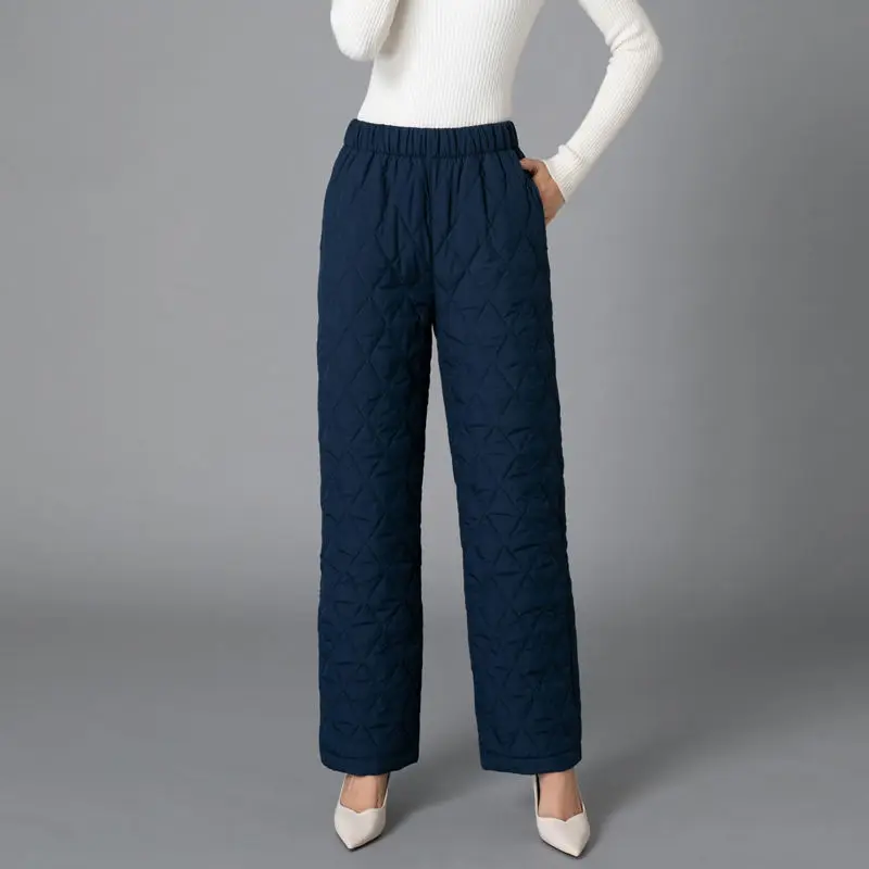 Thickened Warm Cotton Pants Women Casual Loose Wide Leg Cotton Trousers Woman Winter Comfortable Elastic High Waist Pants Mujer