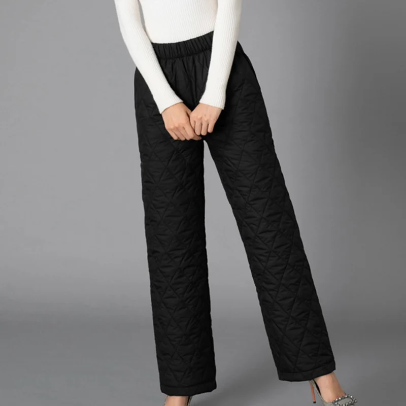 Thickened Warm Cotton Pants Women Casual Loose Wide Leg Cotton Trousers Woman Winter Comfortable Elastic High Waist Pants Mujer