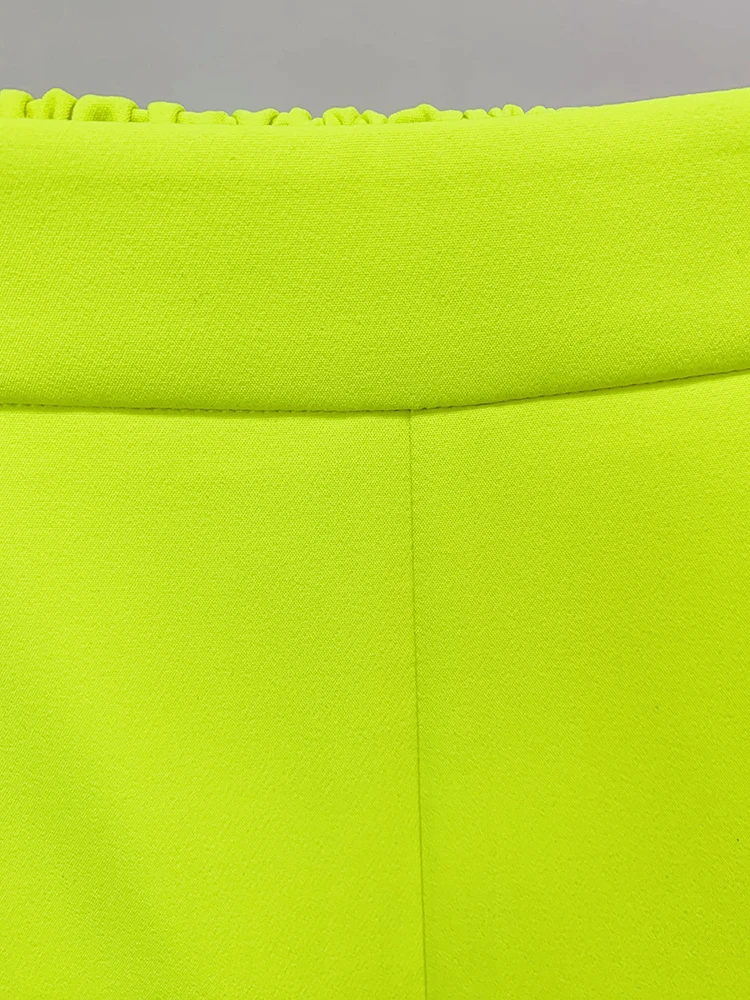 HIGH STREET Newest 2026 Designer Fashion Trousers Women‘s Hot Fluorescein Yellow Pencil Pants
