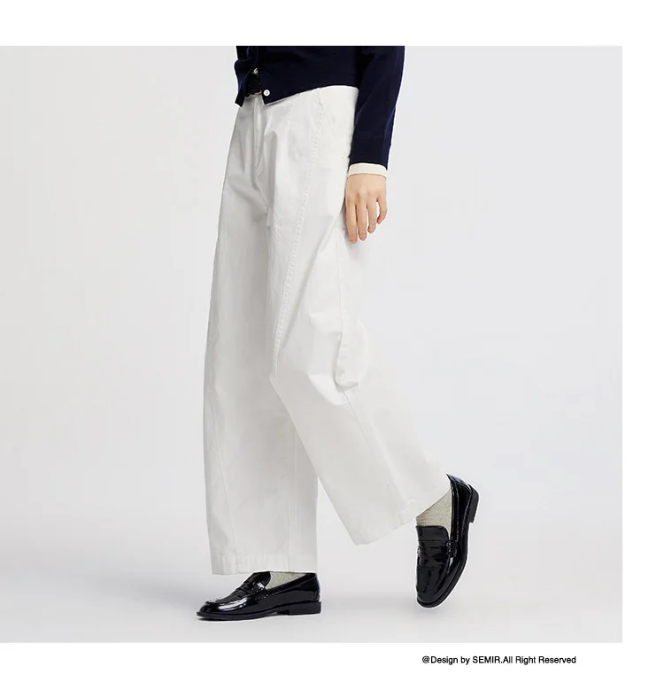 Semir Pants Women Distressed Loose Trousers 2025 New Autumn Brushed Split Curved Hem Casual