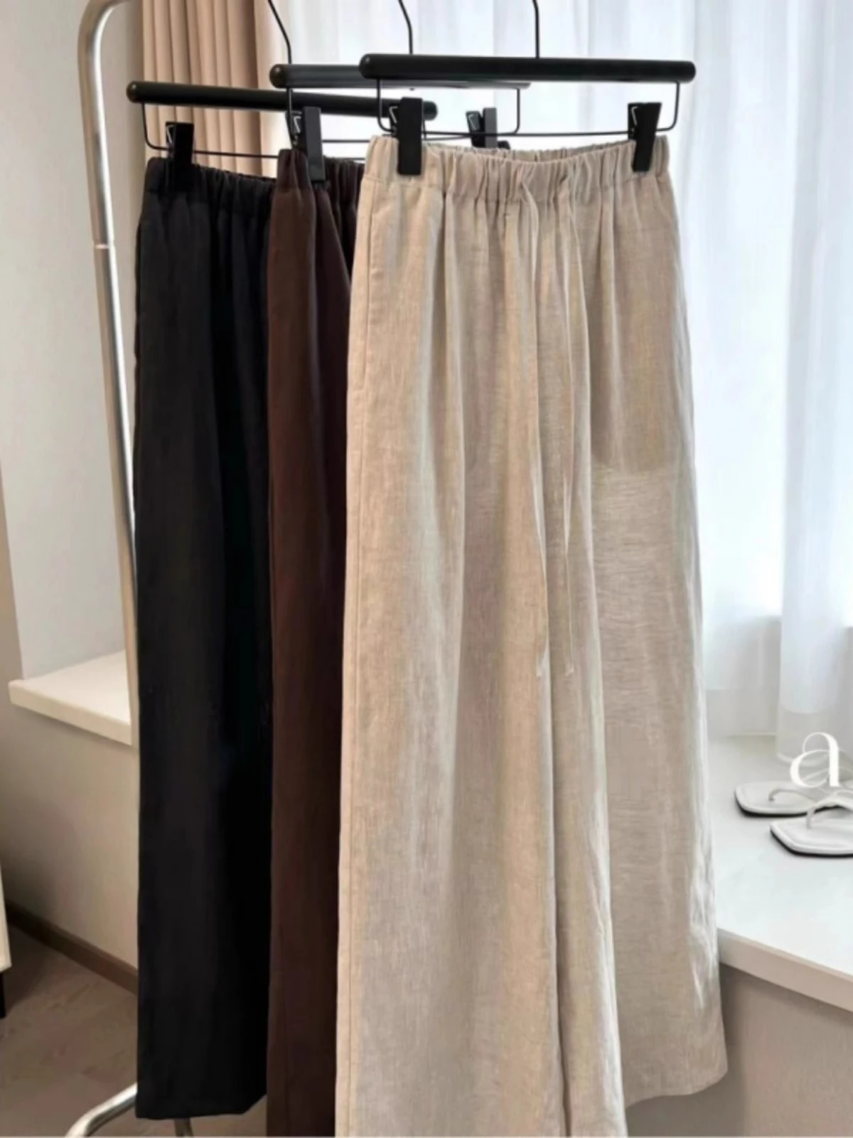 High Waist Linen Women Wide Leg Pants Summer Thin Loose Casual Pants Harajuku Korean Solid All Match Straight Trousers