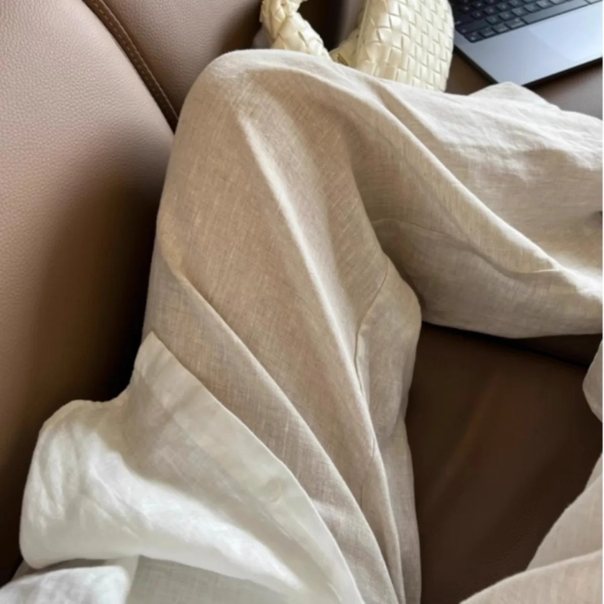High Waist Linen Women Wide Leg Pants Summer Thin Loose Casual Pants Harajuku Korean Solid All Match Straight Trousers