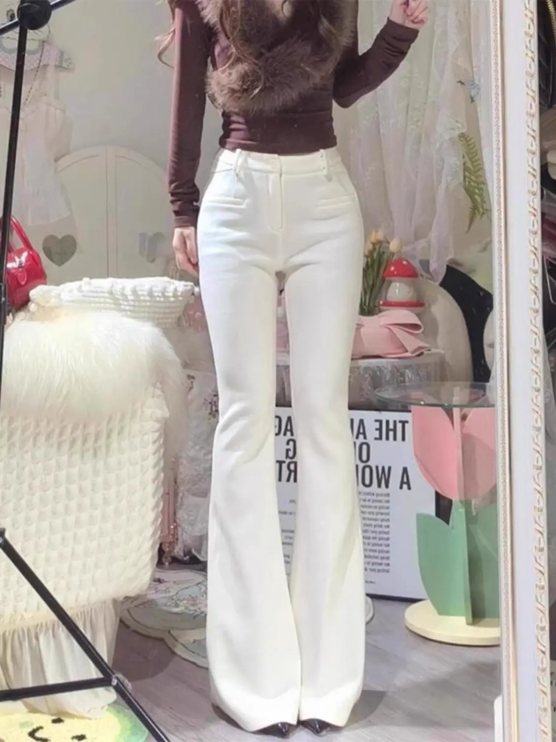 2025 Bow Detail Flare Jeans Women Sexy Retro High Waist Bootcut Pants Slim Fit White Denim Trousers for Girls Korean Y2k Clothes