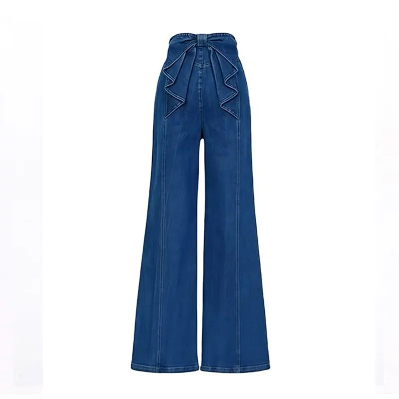 2025 Bow Detail Flare Jeans Women Sexy Retro High Waist Bootcut Pants Slim Fit White Denim Trousers for Girls Korean Y2k Clothes