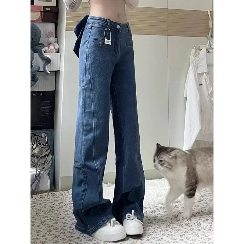 2025 Bow Detail Flare Jeans Women Sexy Retro High Waist Bootcut Pants Slim Fit White Denim Trousers for Girls Korean Y2k Clothes