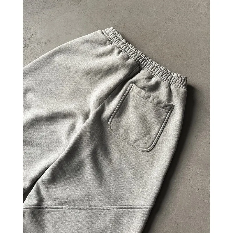 Deeptown Grey Vintage Y2k Women's Sweatpants Harajuku Oversized Wide Leg American Style Man Pants Baggy Casual Hip Hop Trousers
