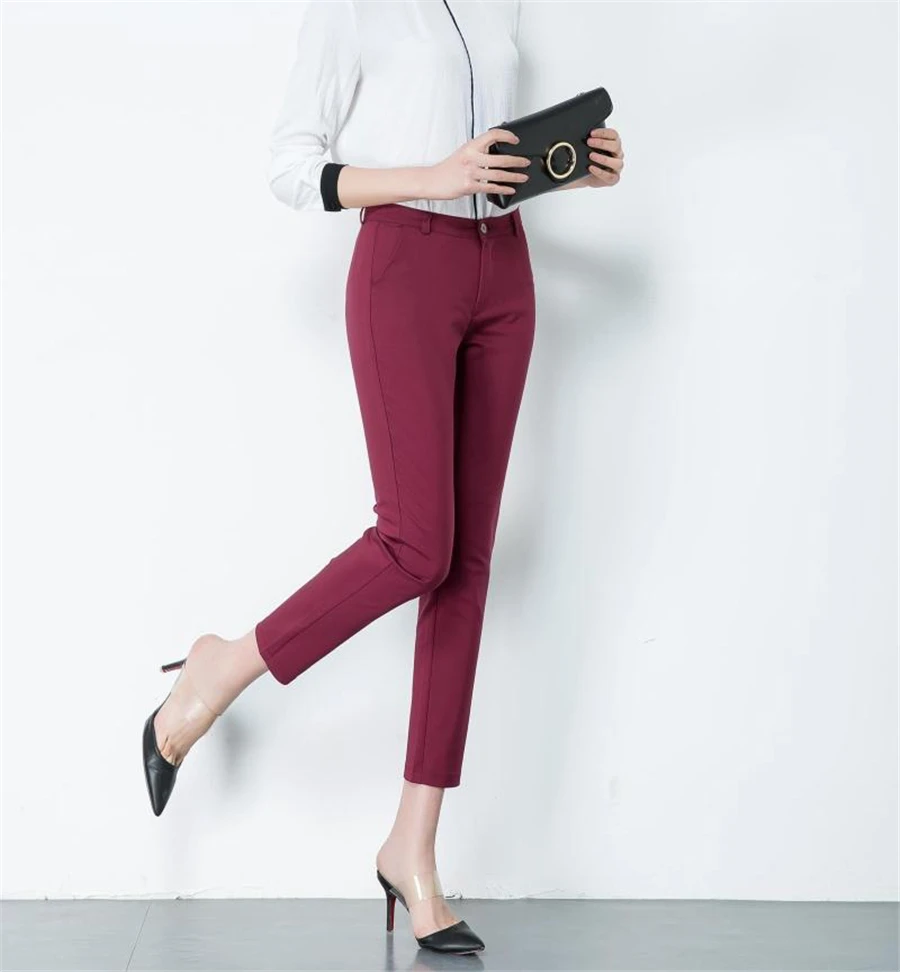 New Women's Casual OL Office Pencil Pants Cute 16 Color Slim Formal Pantalones Fashion Ankle-length Trousers Leggings Spodnie