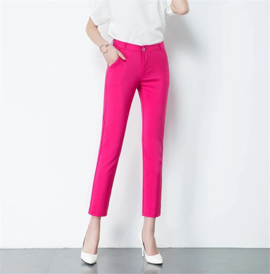 New Women's Casual OL Office Pencil Pants Cute 16 Color Slim Formal Pantalones Fashion Ankle-length Trousers Leggings Spodnie