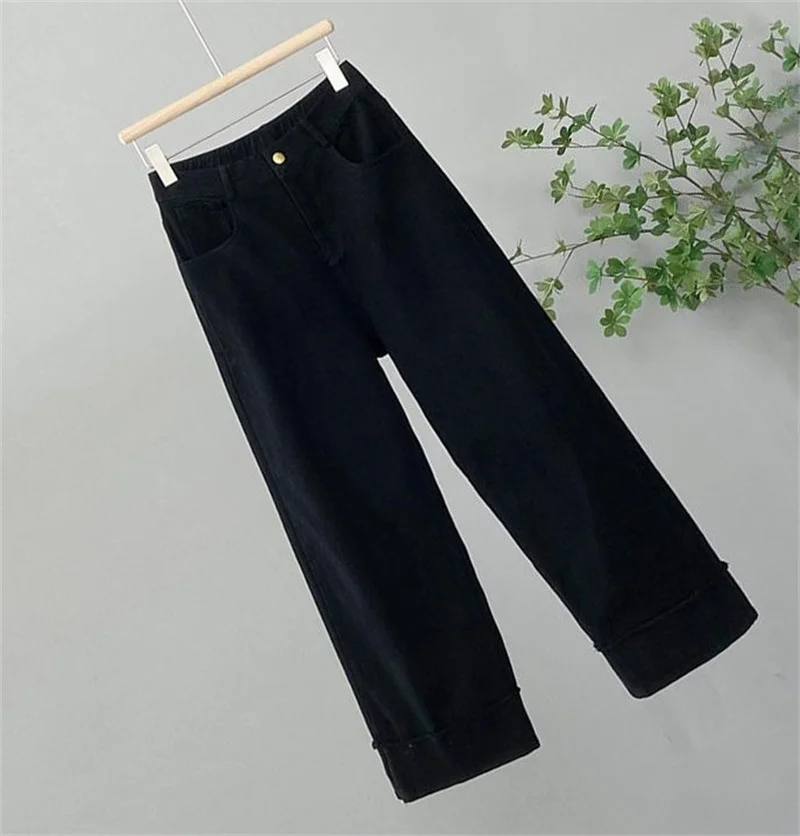 Women Large Size 4XL Straight Casual Pantalons Spring Autumn Female Narrow Version Wide Leg Pants Ladies High Waist Trousers
