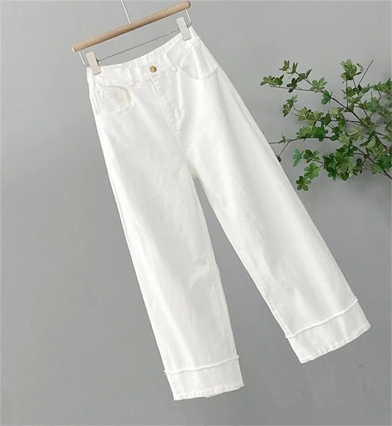 Women Large Size 4XL Straight Casual Pantalons Spring Autumn Female Narrow Version Wide Leg Pants Ladies High Waist Trousers