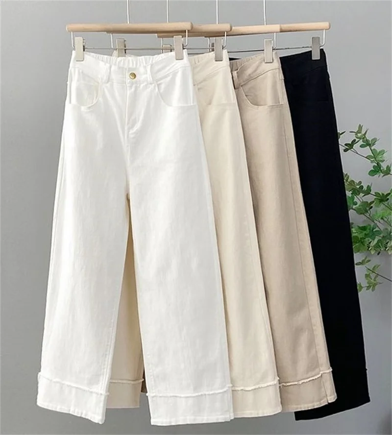 Women Large Size 4XL Straight Casual Pantalons Spring Autumn Female Narrow Version Wide Leg Pants Ladies High Waist Trousers
