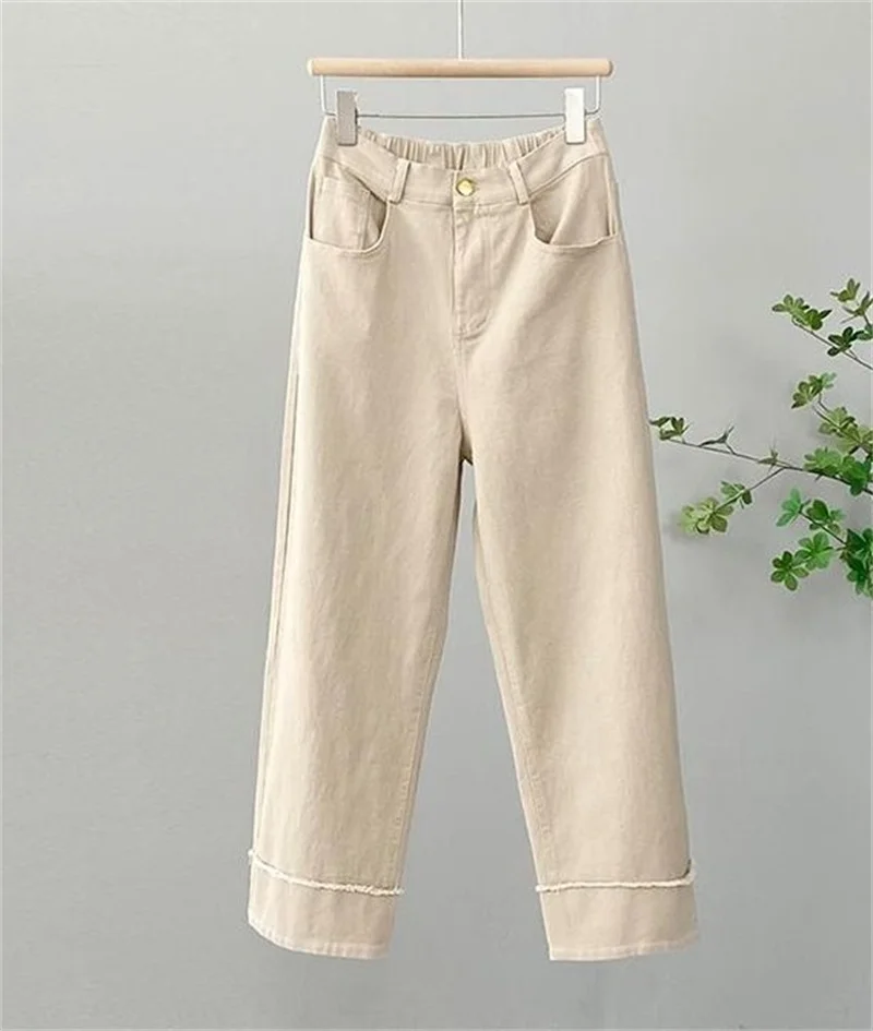 Women Large Size 4XL Straight Casual Pantalons Spring Autumn Female Narrow Version Wide Leg Pants Ladies High Waist Trousers
